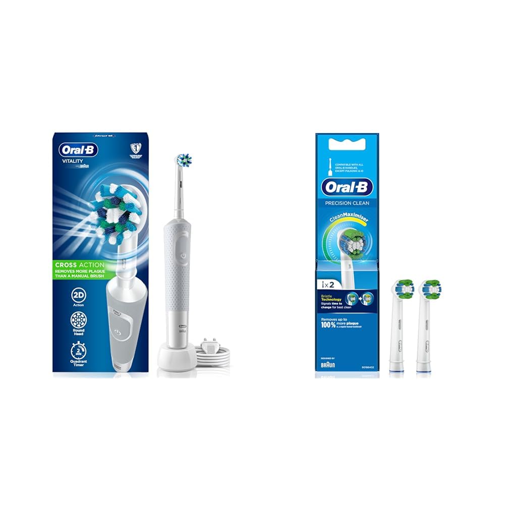 Oral-B Vitality Rechargeable Rotating Electric Toothbrush For Adults, White & Original Precision Clean Electric Toothbrush Soft Replacement Brush For Vitalty Pro 2 Refills-image-32