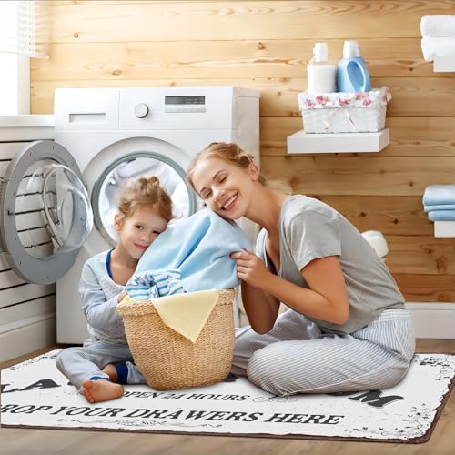 Zoke Laundry Room Rug Runner Stylish Non-Slip Laundry Room Mat 20"x47", Versatile, Waterproof Runner for Laundry, Kitchen, and Bathroom, Mudroom Decor and Farmhouse Charm
