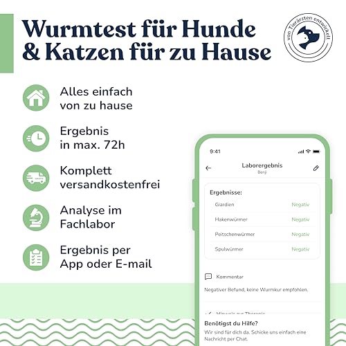 felmo Wurmtest-Kit für Hunde und Katzen – Nachweis von Hakenwürmern, Peitschenwürmern, Spulwürmern & Giardien, Laborergebnisse in 2–3 Werktagen, ideale Ergänzung zum Tierarztbesuch