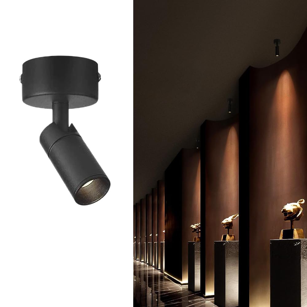 Faretto LED da soffitto Regolabile a Incasso, Lampada focalizzabile, Kit di Illuminazione a Binario Fisso da 3W, faretti direzionali orientabili per Cucina e Galleria, Nero 30,Black4000k