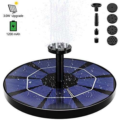 AD ADTRIP 3.0W Solar Fountain Pump for Bird Bath with 1200mAh Battery Backup, Solar Powered Fountain Pump Small Floating Solar Water Fountain Kit for Outdoor, Garden, Small Pond, Pool