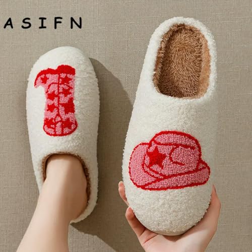 Pantoufles bottes de coton pour femmes avec imprimé mignon - 5