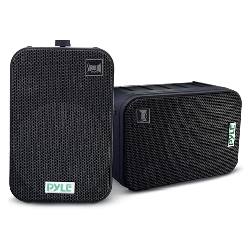 Pyle 2 Way Speaker System Pair - 500W Peak Power 6.5 Inch Passive Weatherproof Wall / Ceiling Mounted - Heavy Duty Universal Mount - Use for Pool, Patio, Indoor, Outdoor (Black)