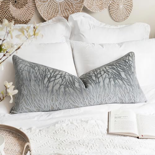 PANOD Decorative Modern Extra Long Lumbar Pillow Cover 14x36 Inch Grey