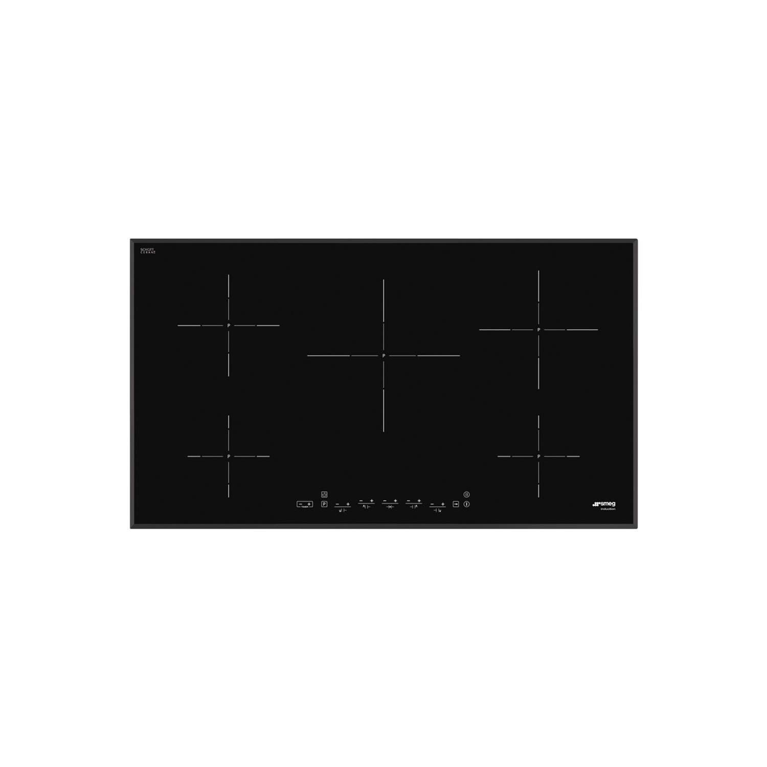 Smeg Si5952B 90cm 5 Zone, Angled Edge Glass, Induction Hob With Touch Controls - 1 Year Warranty