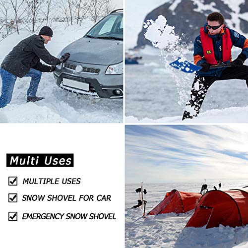 SHANTRA Aluminum Snow Shovel, Collapsible Utility Shovel 3 Piece Design, Lightweight Portable Car Emergency Shovel Aluminum Alloy Snow Mud Removal Tool