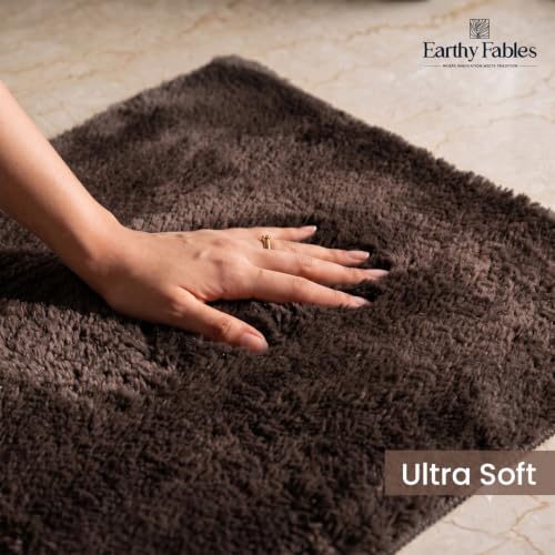 Image of Earthy Fables Plush Microfiber Bath Mat, Quick Dry, Anti-Skid, Water Absorbent, Non-Slip, Machine Washable Floor Rug, Shower Mat, Door Mat for Bathroom, Bedroom, 60 x 40 cm - Mink Brown