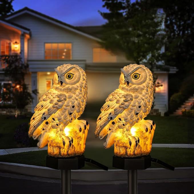 Hoofun Eule Solarleuchten 2 Stück Lampe Garten Wetterfest...
