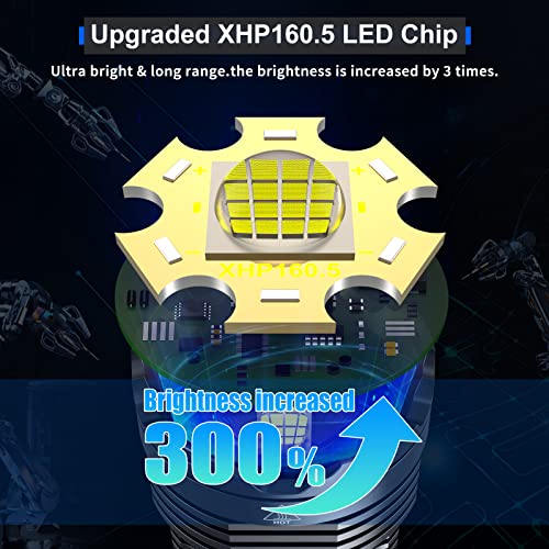 Gehavin Rechargeable Led Flashlights 150000 High Lumens,Xhp160.5 High Powered Flashlight Super Bright,Handheld Flashlight With Zoomable, 6 Modes,Waterproof For Emergencies And Camping,Dimgray #TOP1