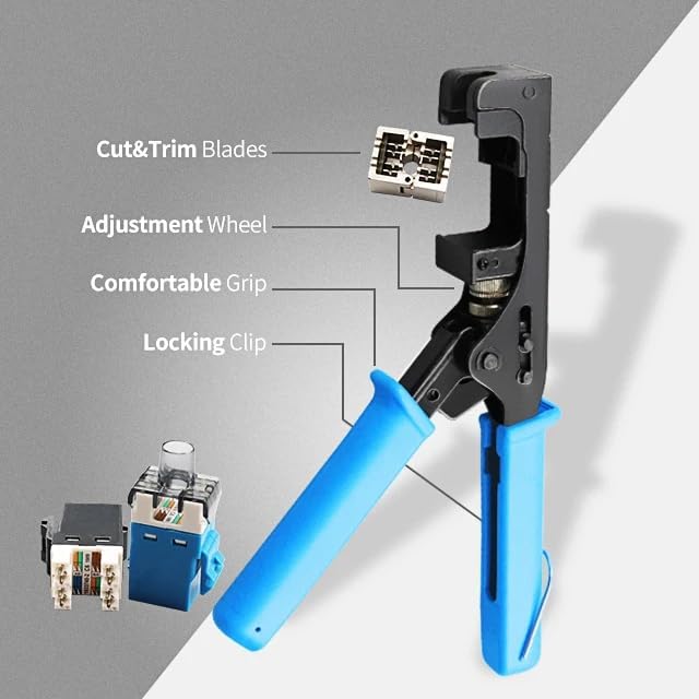 Image of RJ45 Keystone Jack Punch Down Tool 180 One-Hand Speed Termination Tool for AMP 110 Series 8P8C Jacks, for CAT5 CAT5e CAT6 CAT6A Ethernet Cable, Network Installation Tool for Patch Panels Wall Plates