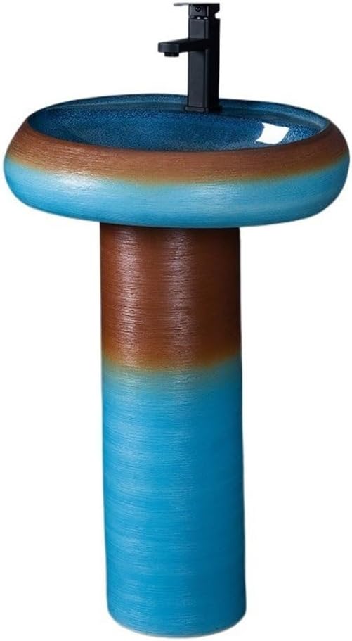 Pedestal Sinks One-Piece Basin, Floor-Standing Wash Simple Bathroom Balcony Outdoor Basin Sink (A)