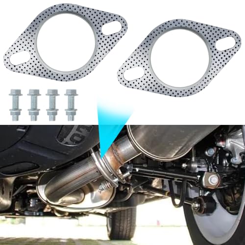 Image of 2 PCS Exhaust Flange Gasket Kit with 4 M10 Bolts - lyfLux 2.5 Inch High Temperature Exhaust Flange Gasket for Turbo, Muffler & Pipe Connections - Fits Most Vehicles (5.67 inch x 3.42 inch)