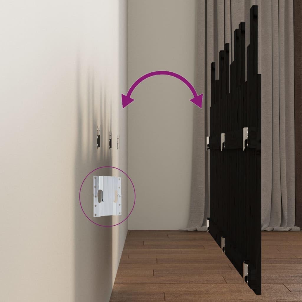 vidaXL Tête de lit Murale Noir 146,5x3x80 cm Bois Massif de pin, tête de lit, tête de lit en Bois Massif, tête de lit en Bois