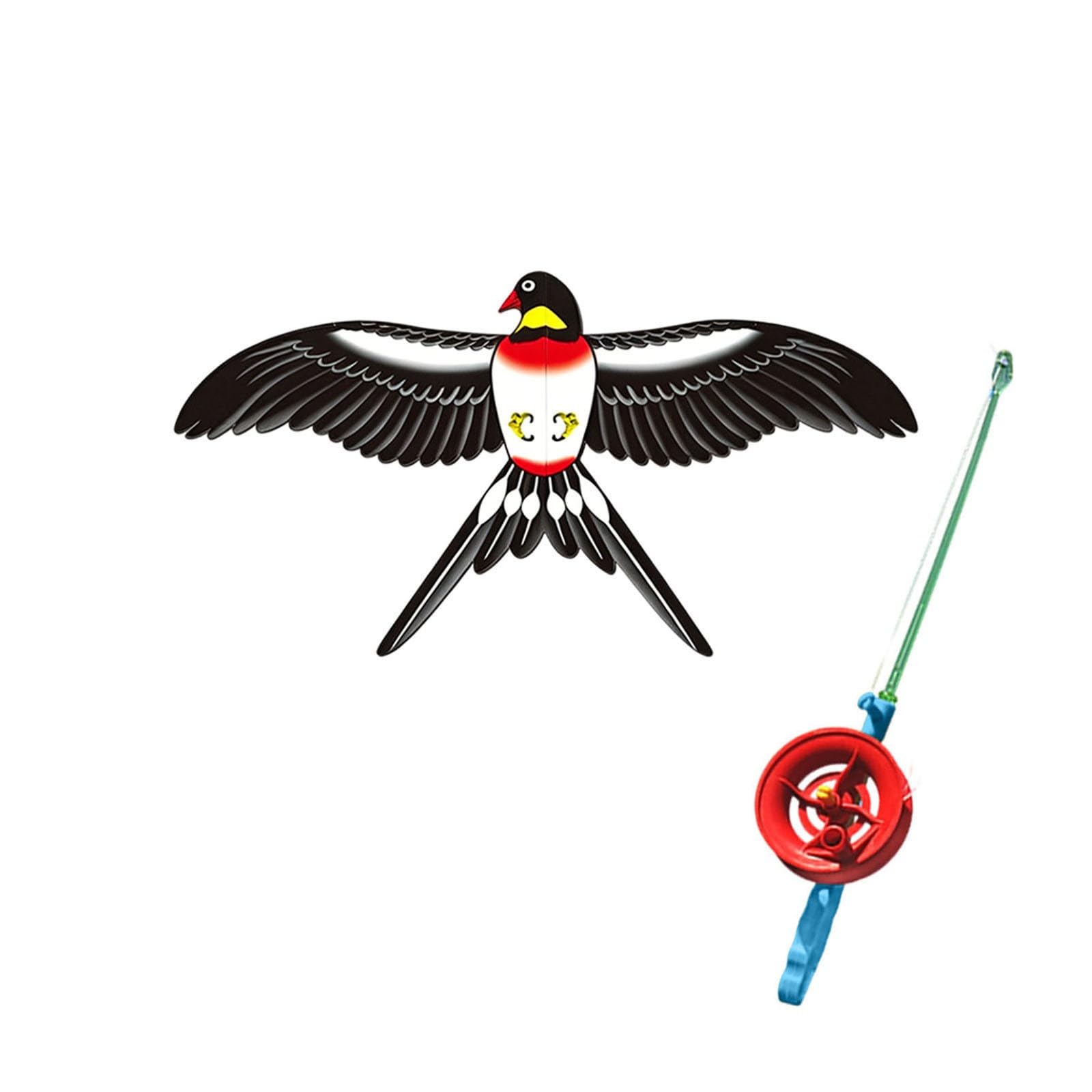 EWFAS Dynamic Wing Kite, Handheld Fishing Rod Kites, Easy Fly Flapping Wing Toy, Angling Themed Beach Kite, Long Tail Outdoor Flying Toy for Kids Adults Beginners Family (Multicolour)