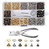 Buisvormige metalen klinknagels voor leder, 240 stuks, klinknagel dubbele dop, 2 maten, met handponstang en 3-delige…