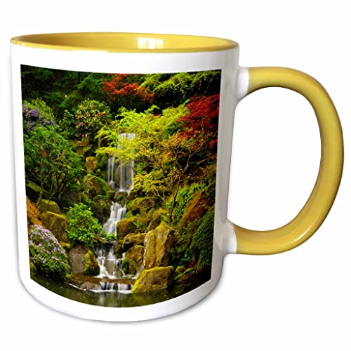 3dRose Spring, Japanese Garden, Portland, Oregon, USA - US38 MHE0036 - Michel Hersen 15oz Two-Tone Yellow Mug