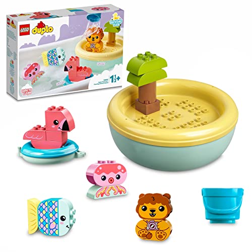 LEGO 10966 Duplo Diversión en el Baño: Isla de los Animales Flotante, Juguetes para la Bañera para Bebés de 1.5-2 Años o Más, Flamenco y Pez de Agua