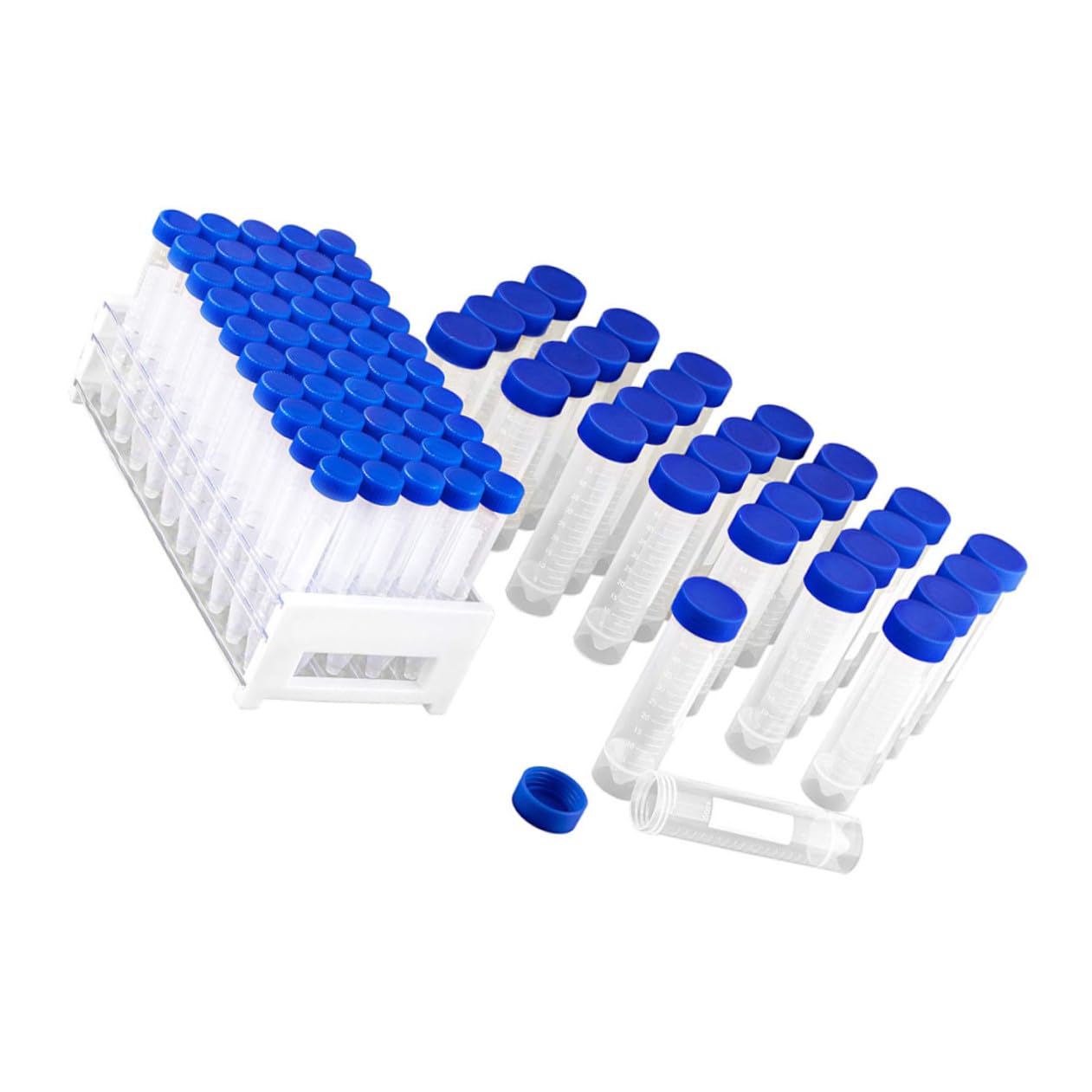 LIFKOME 81pezzi Provette in Plastica Con Per Centrifuga Inclusi Portaprovette Adatte Per Esperimenti Scientifici Esplorazione Conservazione Liquidi e Uso Quotidiano