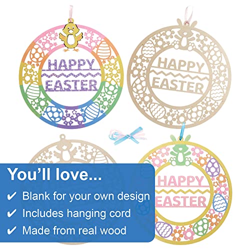 Baker Ross FX496 Easter Wooden Filigree Wreaths - Pack of 4, Kids Make Your Own Easter Decorations - Image 3