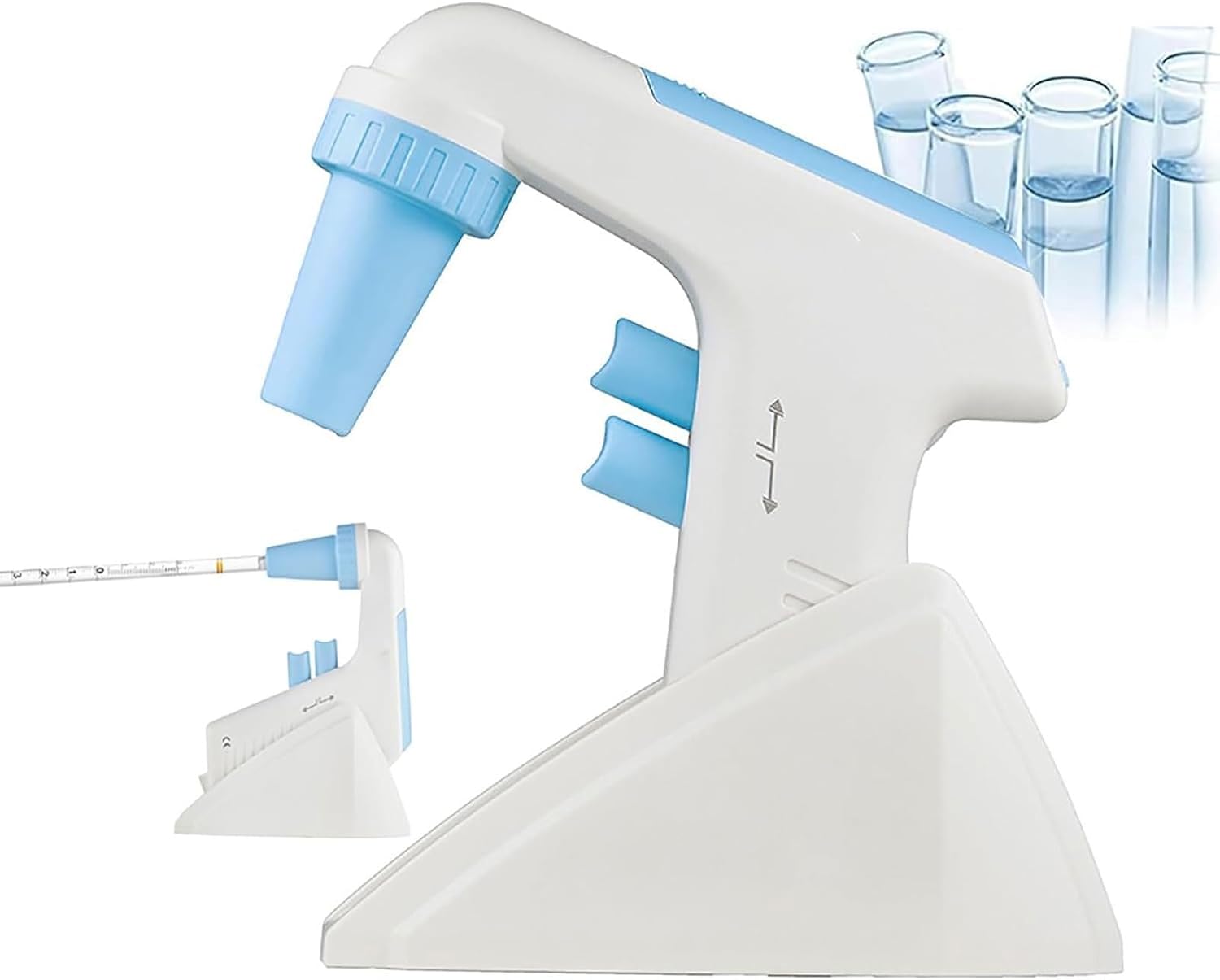 Lab Electric Pipette Controller, Laboratory Electronic Pipettors Pump with LCD Display, 0.1‑100ml Range and 8-Level Speed Adjustable, 2 Drainage Mode and Rechargeable, for Biology Chemical
