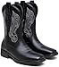 Jousen Cowboy Boots for Men Embroidery Men's Western Boots Retro Square Toe Mens Boots Botas Vaqueras Para Hombre (AMY8420 black 10)