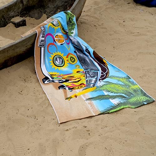 GEEZY Large Microfibre Beach Bath Towel Lightweight Sports Travel Gym Summer Towels (Camper Van (Blue))