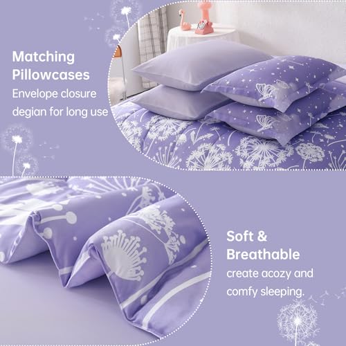 Image of Dinjoy Girls Comforter Set 7 Pieces, Full Size Colorful Ombre Rainbow Bedding Set, Bed in A Bag for Kid Teen Girls (1 Comforter, 1 Flat Sheet, 1 Fitted Sheet, 2 Pillow Shams, 2 Pillowcases)