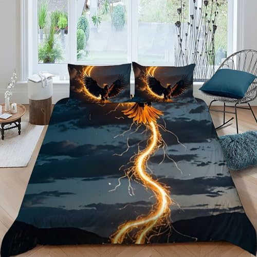Housse de couette Animaux Imprimé 3D Lightning Eagle literie microfibre lit double enfant - 3