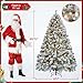 Yaheetech 6ft Snow Flocked Pre-lit Christmas Tree with 250 Warm White Lights, 820 Lush Branch Tips & Quick-Assembly Hinged Design, Full Artificial Xmas Tree for Winter Holiday Décor, Green & White