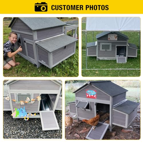 Aivituvin Chicken Coop Duck House with Dual Nesting Boxes for 4-6 Chickens Compatible with Automatic Chicken Coop Door and Extra Run 67.3" L x 36.8" W x 40.6" H - Image 3