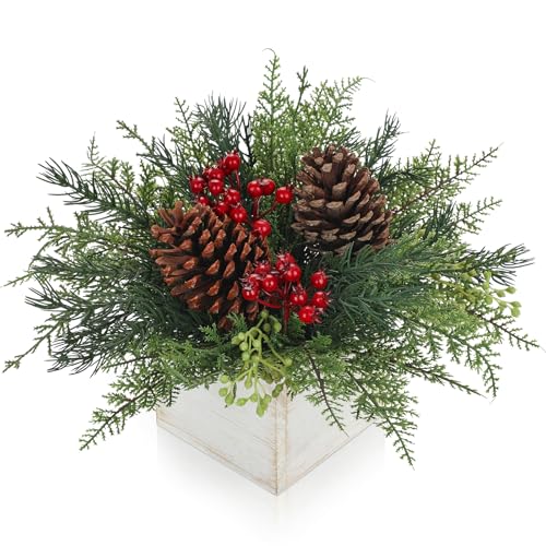 Christmas Centerpieces Table Decorations 10' Small Artificial Potted Christmas Tree Tabletop Pine...