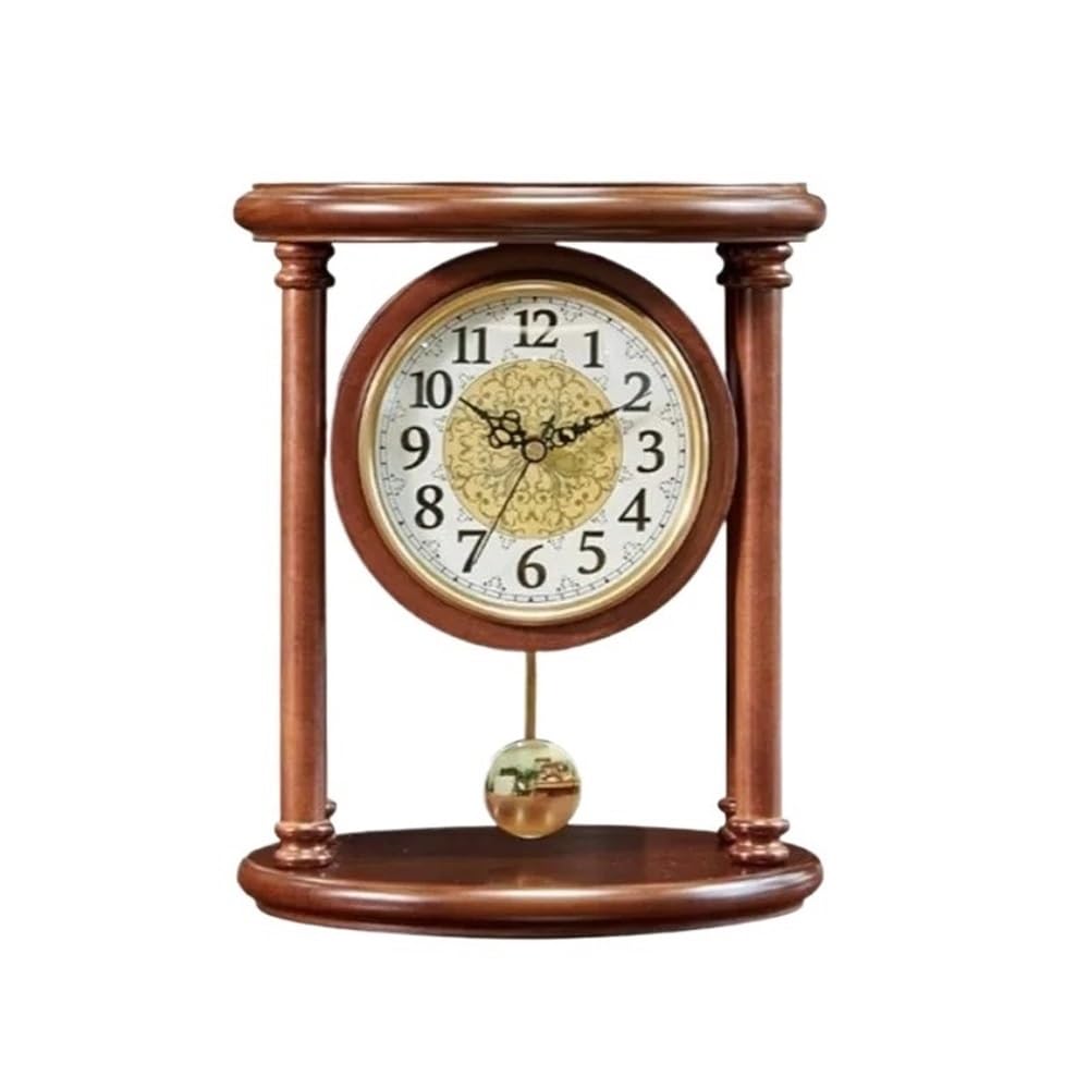 QINGGANG-0224 Mantel Clock Retro Wood Table Clock Living Room Desktop Clocks Small Pendulum Silent Furniture Home Decorations