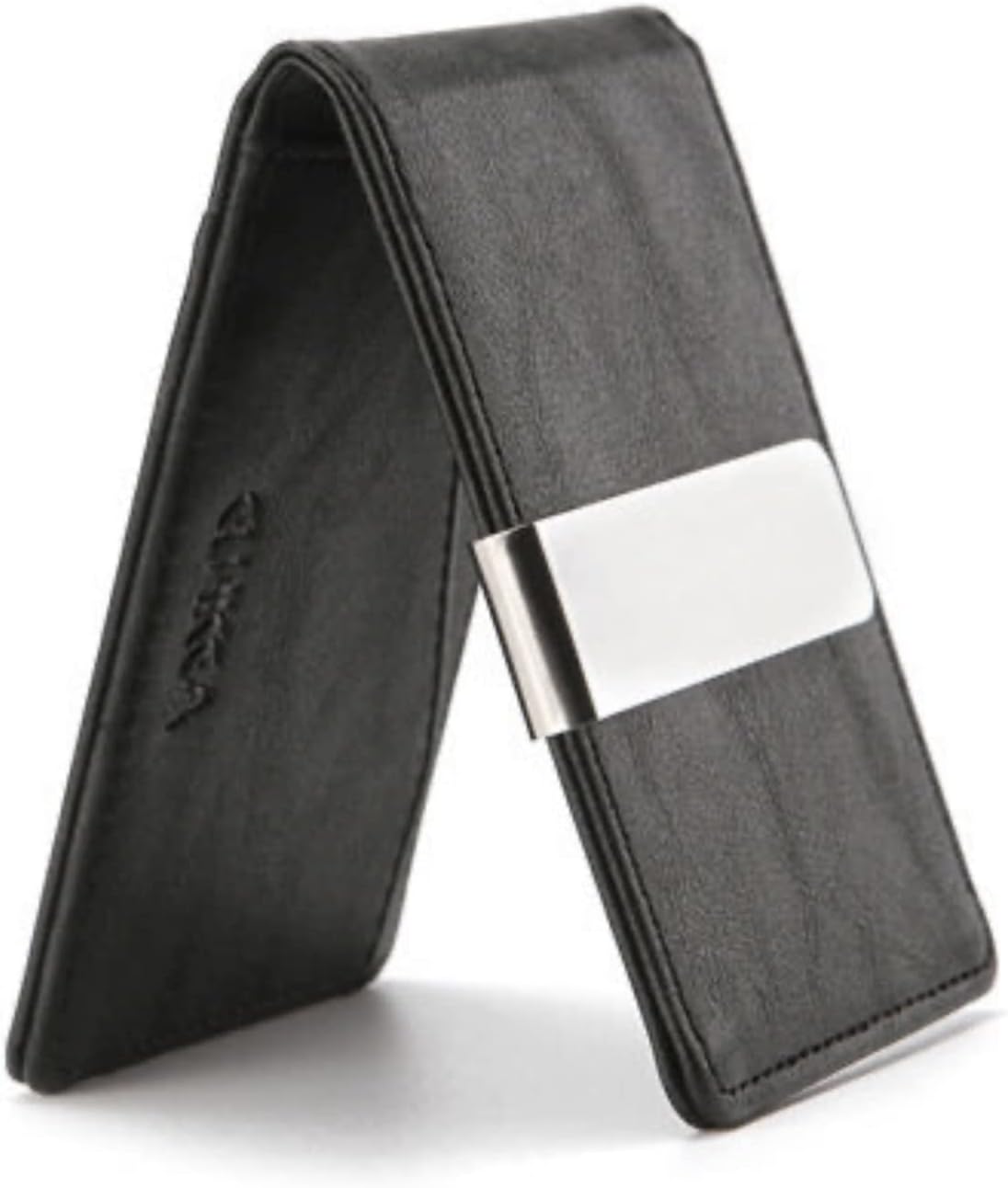 POSICHE Money Clip Wallet Convenient Money Clip Men's Pu Wallet Stainless Steel Short Dollar Clip Rfid Anti-Theft Wallet, Multiple Card Slots Compact Size Stylish Easy Access Great Gift Idea (black)