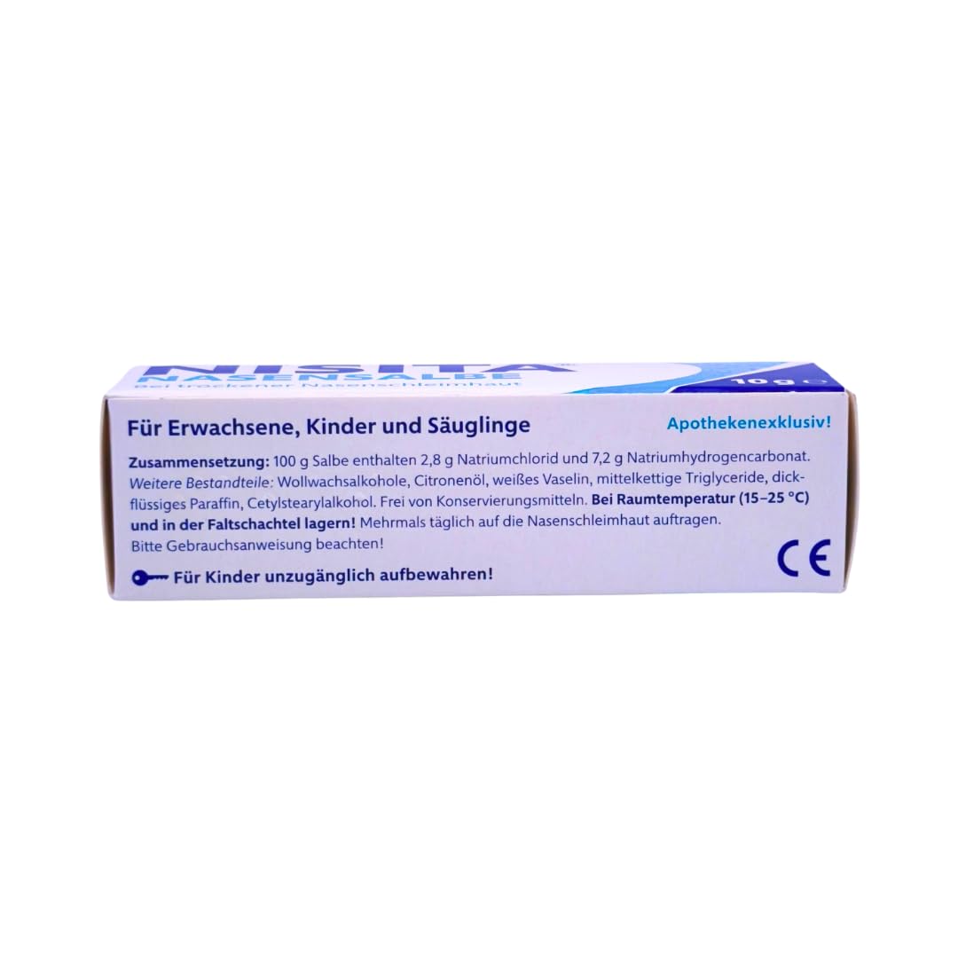 Nisita Nasensalbe 2x 10 g I Befeuchtet & pflegt trockene Nasenschleimhaut I Löst Borken & Krusten I Konservierungsstofffrei I Für Säuglinge, Kinder & Erwachsene I Spar-Set plus Pharma Perle give-away