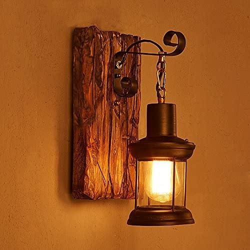 HYKISS Rustic Wall Sconces Farmhouse Wood Wall Light Fixtures Retro Industrial Wall Lamp Vanity Light For Aisle Hallway Bedroom Bedside Living Room Bathroom (Size : 1PCS)