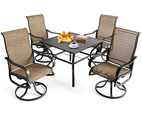 Aoxun-Outdoor-Patio-Dinning-Set-5-Pieces-Outdoor-Furniture-Set-4-Pieces-Swivel-Rocing-Chairs-and-1-Square-Table-with-an-Umbrella-Hole-Brown Aoxun-Outdoor-Patio-Dinning-Set-5-Pieces-Outdoor-Furniture-Set-4-Pieces-Swivel-Rocing-Chairs-and-1-Square-Table-with-an-Umbrella-Hole-Brown