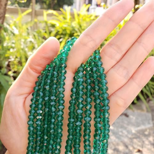 Image of 500pcs Czech Faceted Rondelle Crystal Glass Loose Beads 6mm Spacer Bulk Emerald Green for DIY Craft Jewelry Making CCR624