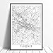Produktbild Leinwanddruck,Florenz Schwarz Weiß Benutzerdefinierte Welt Stadtplan Poster Bilder Drucken Auf Leinwand Im Nordischen Stil Wand Kunst Leinwand Gemälde Für Die Wohnkultur Ohne Rahmen, 24 X 36 Zoll (