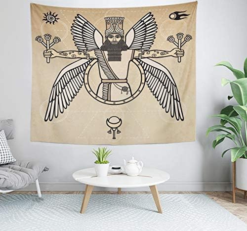 Miniatura 2 de Topyee Tapiz decorativo para el hogar, para colgar en la pared, antiguo personaje de la mitología sumeria, imitación de 60 x 80 pulgadas, manta de