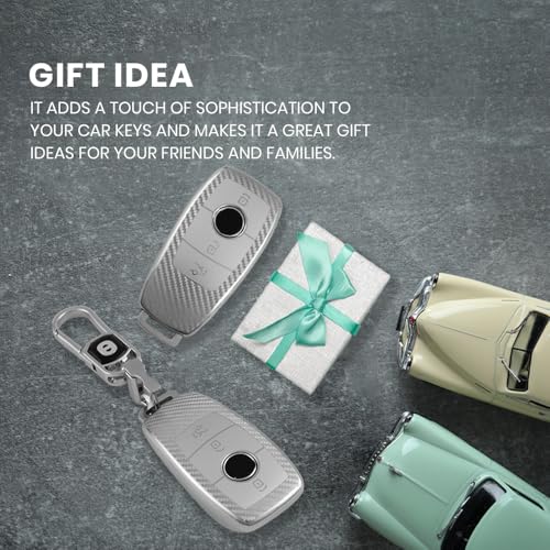Image of Keyzone Silverstar TPU Key Cover with Keychain Compatible for Mercedes Benz E, S, A, C, G Class 2020 Onwards, Smart Key (Silver)
