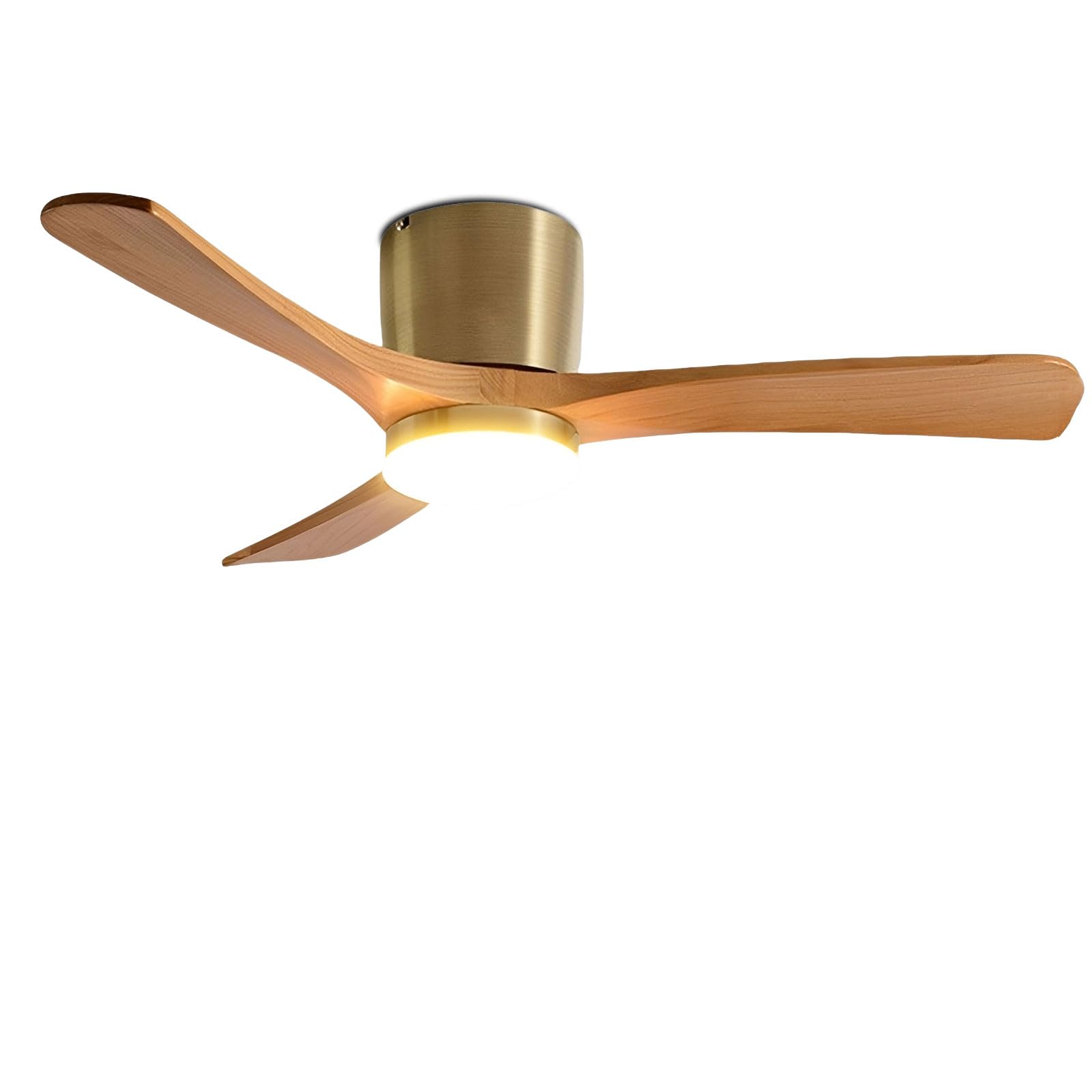 HXYSXHJUO Wood Ceiling Fan with Light Vintage Quiet Fans Dimmable LED for Bedroom Dining Room Living Modern Smart Remote/APP/Voice Control