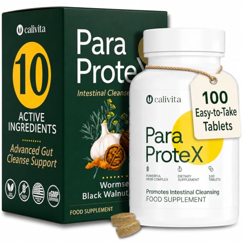 ParaProteX 10 in 1 Parasite Cleanse for Humans | 1680 mg Wormwood Black Walnut and Clove Complex | 10 Active Herbal Ingredients | Gut Cleanse & Digestive Support | 100 Vegan Tablets