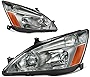 AUTOSAVER88 Headlight Assembly Compatible with 2003 2004 2005 2006 2007 Accord OE Headlamp Replacement Chrome Housing Smoke Lens