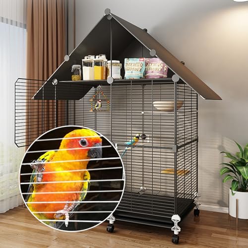 Duża klatka dla ptaków z kutego żelaza dla średnich ptaków z górną powierzchnią do przechowywania, idealna dla Cockatiels, Sun Conures, papug, ziół, papug, gołąbków i kanarków