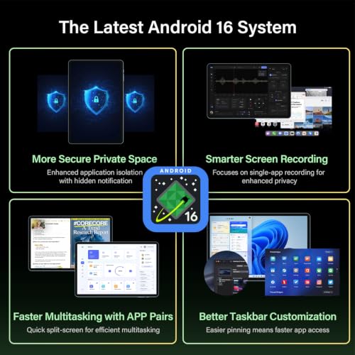 Image of Android 10 inch Tablet with Keyboard, Android 16, 24GB+256GB+2TB-Black Case