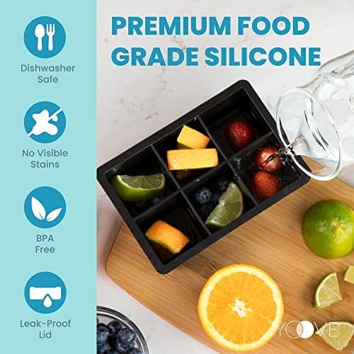 Image of CIPLA PLAST Large Ice Cube Molds, Big Round Water Ice Cube Trays for Freezer, Easy to Fill & Release (Square 6 Ccube)