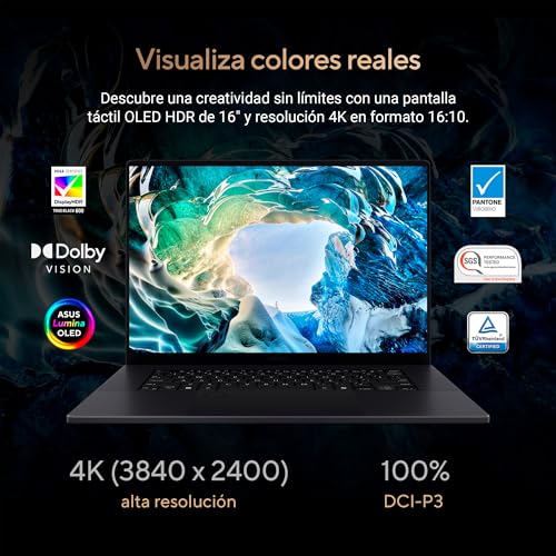 Image of ASUS ProArt P16 4K OLED Laptop /AMD Ryzen AI 9 HX 370 12 Core /NVIDIA RTX4070 /64GB RAM /2TB SSD /Windows 11 /Backlit Spanish Keyboard with Copilot Key /Backpack