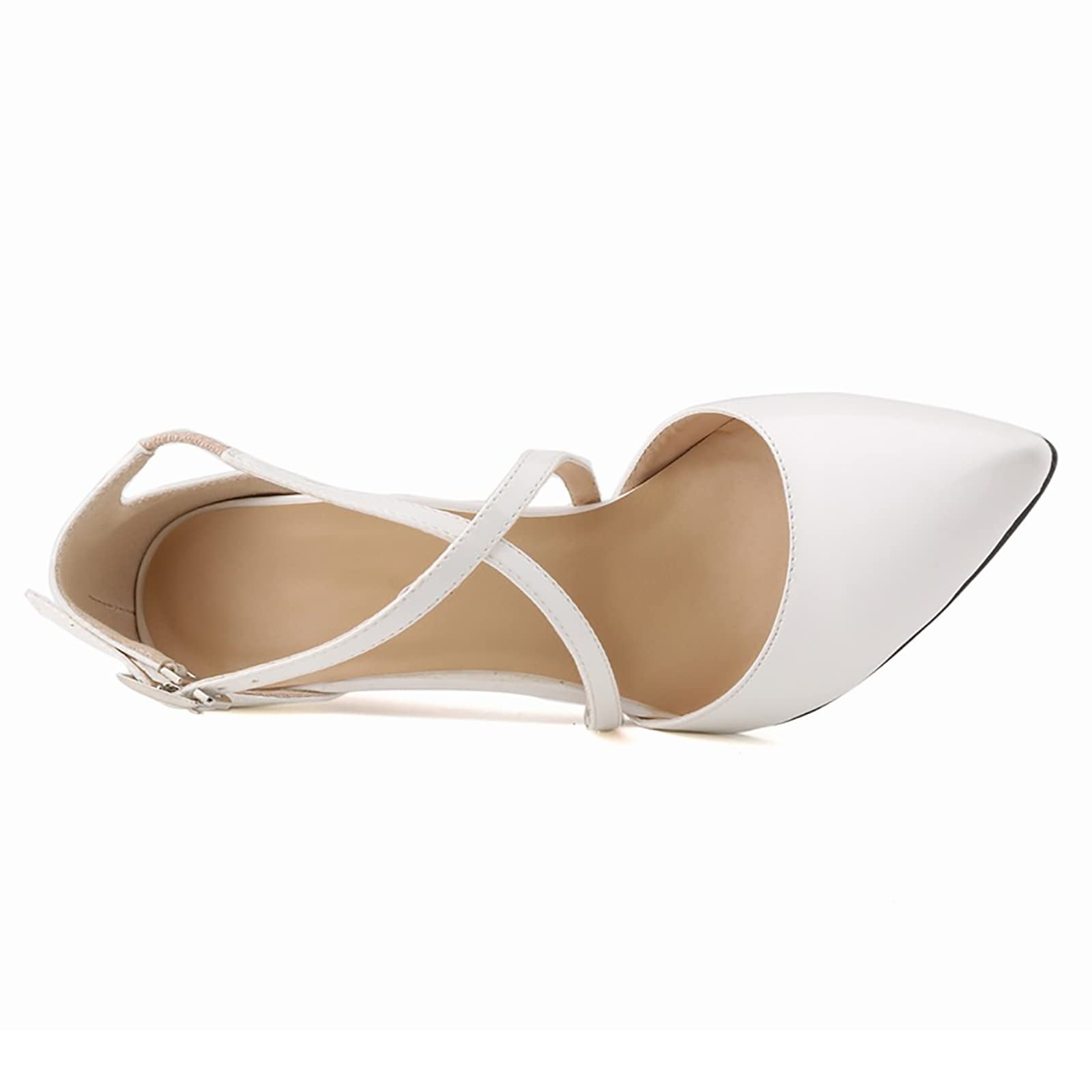 GXNRHG Damen-Pumps mit überkreuzten Riemen, Stiletto-Absatz, spitzer Zehenbereich, geschlossener Zehenbereich, hoher Absatz, Knöchelriemen-Pumps, Riemchen-Büroschuhe