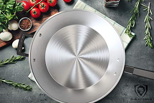 DALSTRONG Frying Pan Skillet - 12" (30,5 cm) - The Avalon Series - 3L - 5-Ply Copper Core - Hammered Finish - Black Cookware - w/Lid & Pot Protector 5 Gallery Image