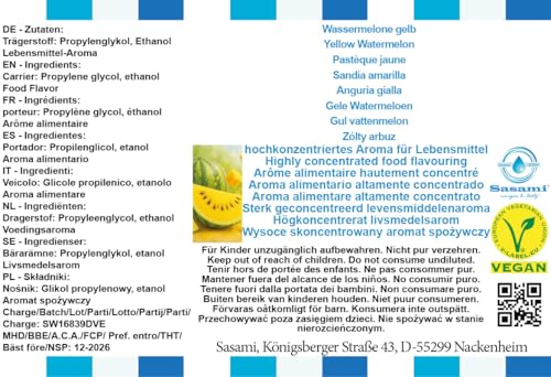 Aroma concentrado de sandía amarilla Sasami vegano en formato de 100ml 4